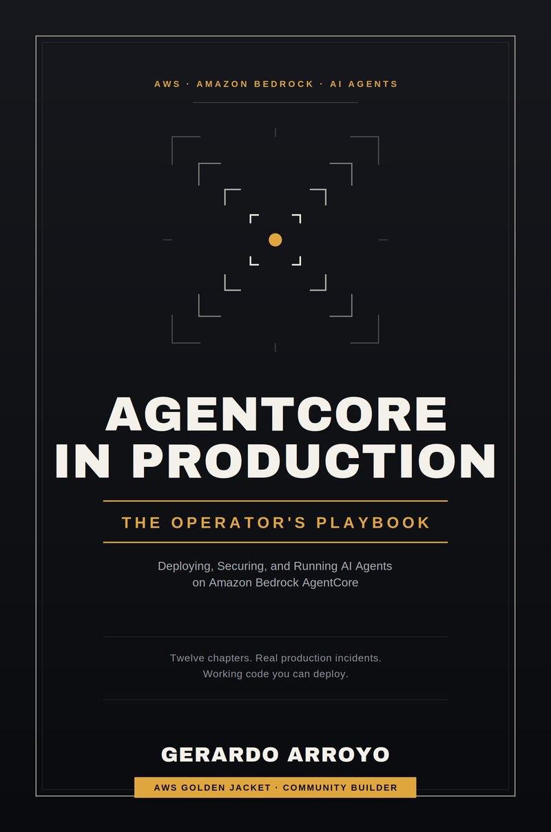 Portada de AgentCore in Production: The Operator's Playbook for AWS Bedrock Agents, por Gerardo Arroyo