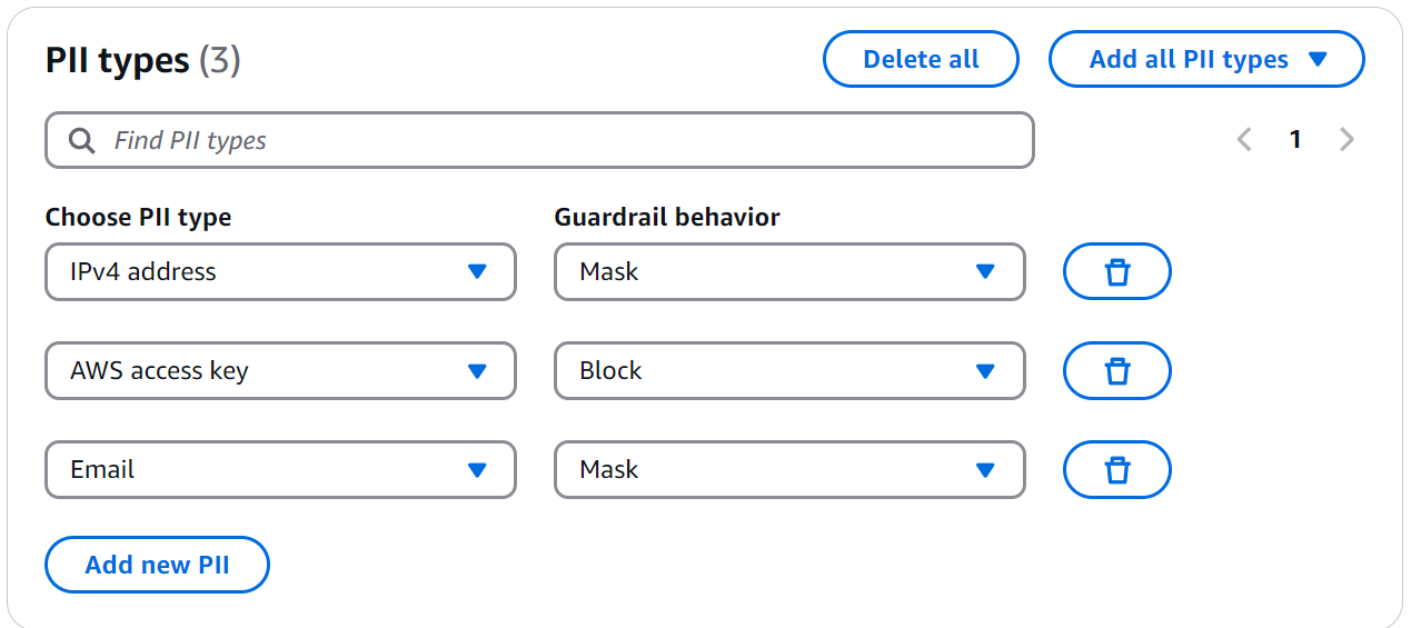 Configuración para PII